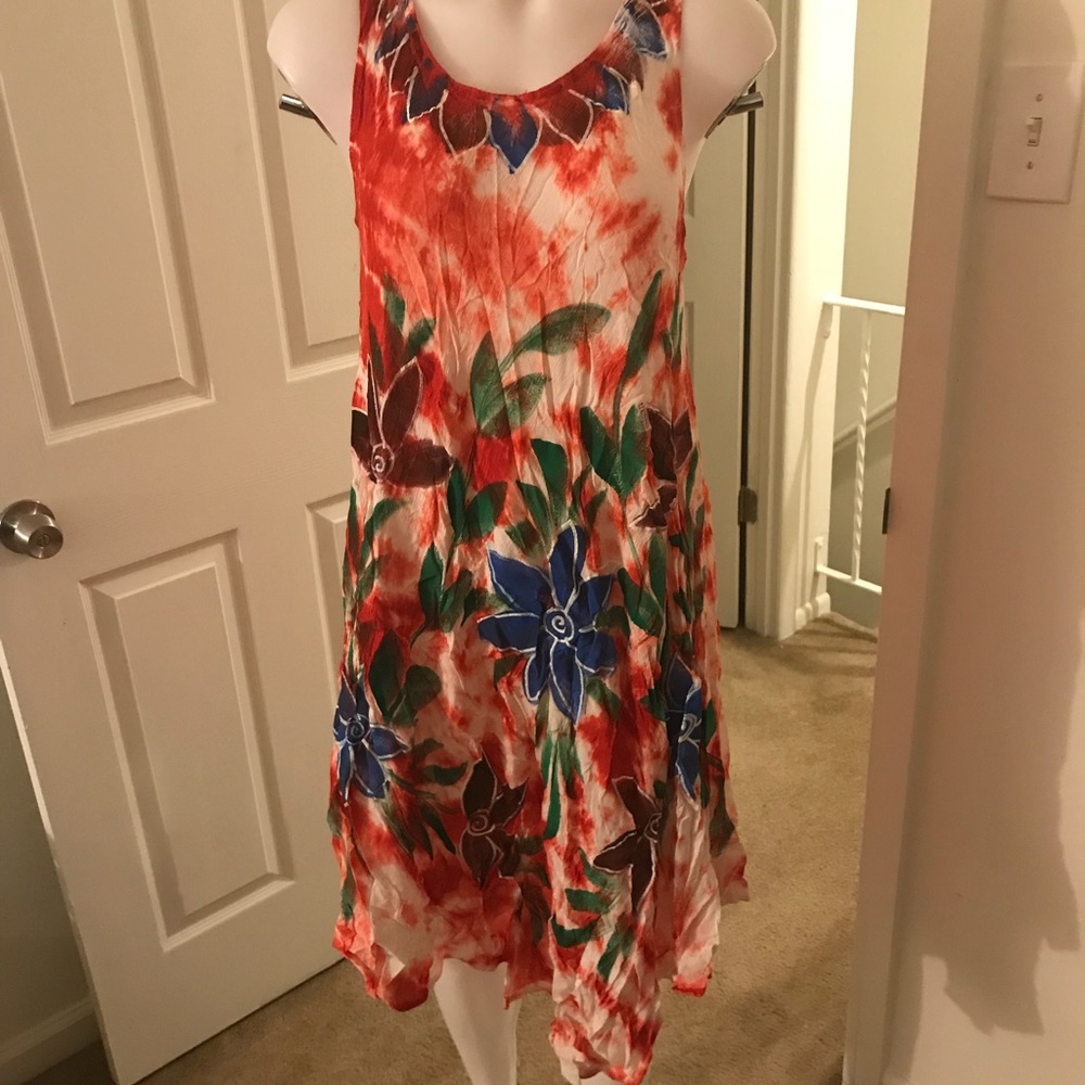 💖Red and white flowy dress